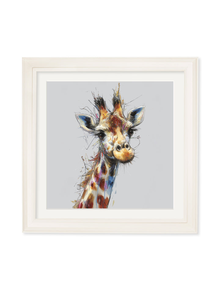 Tall Giraffe Cosy Sketch - Cream Hurstwood Square Frame - TheArtistsQuarter
