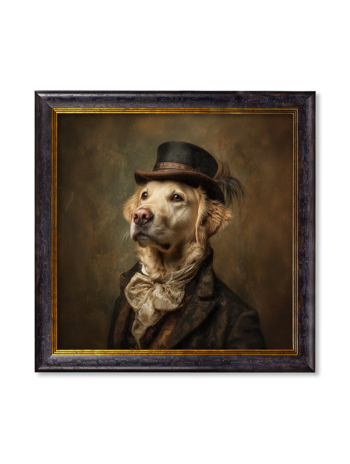 Lord Goldpaw - Gentleman Golden Labrador Oxford Square Frame - TheArtistsQuarter