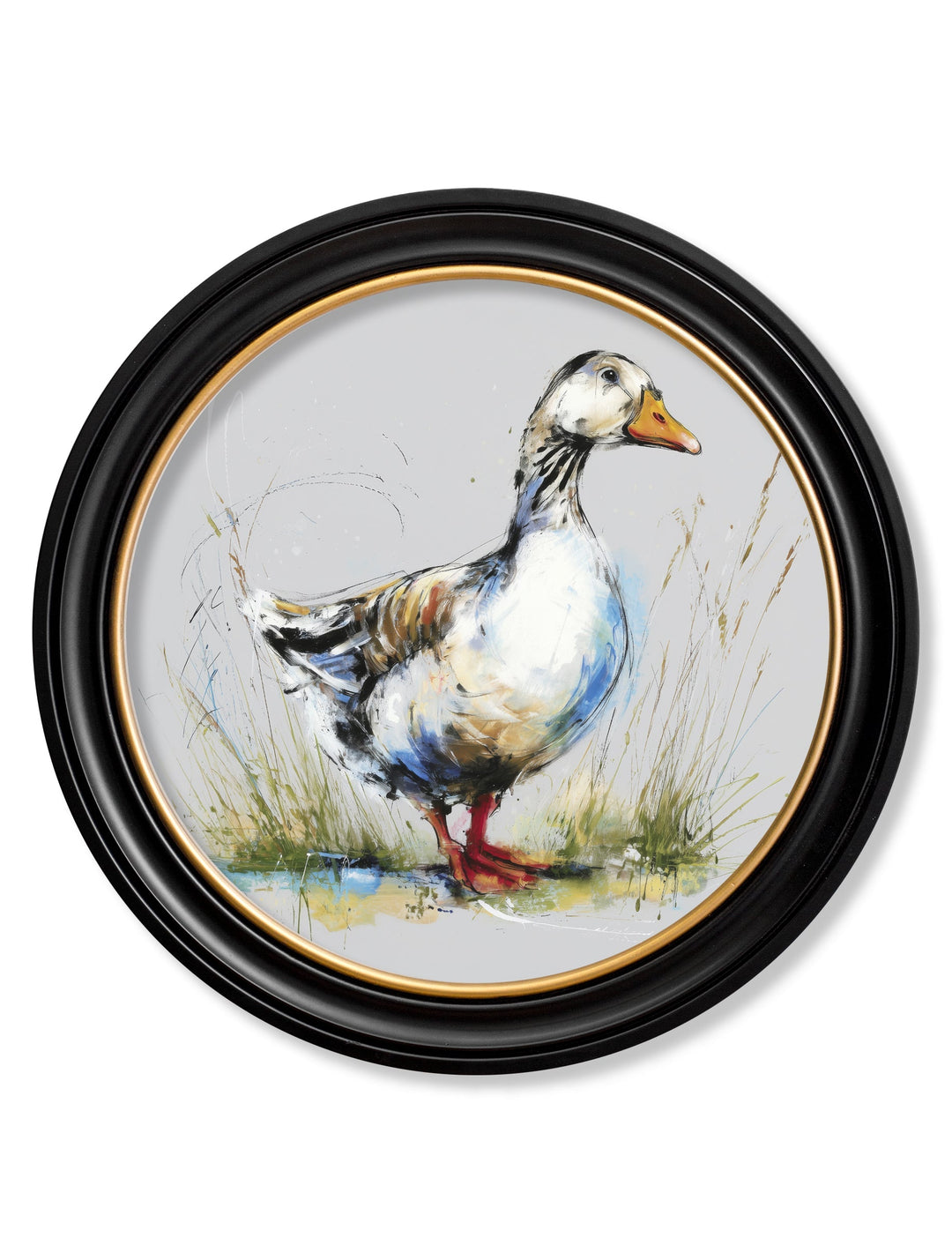 White Goose Cosy Sketch - Oxford Round Frame - TheArtistsQuarter