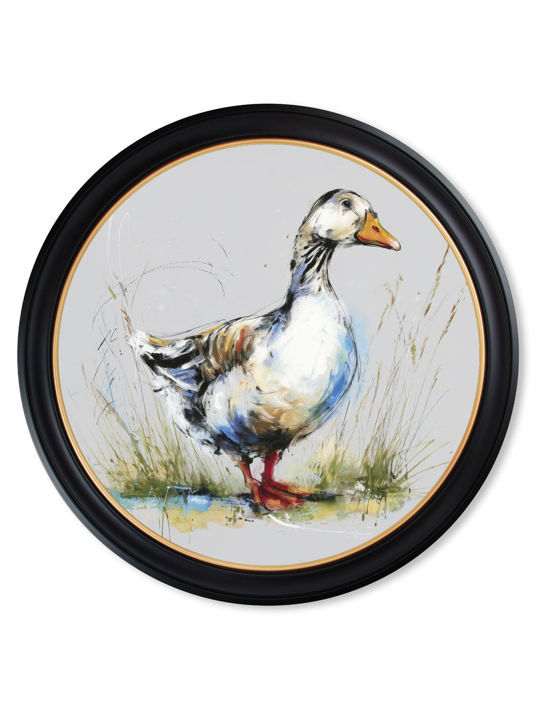 White Goose Cosy Sketch - Oxford Round Frame - TheArtistsQuarter