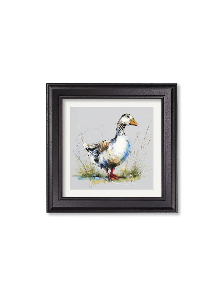 White Goose Cosy Sketch - Black Hurstwood Square Frame - TheArtistsQuarter
