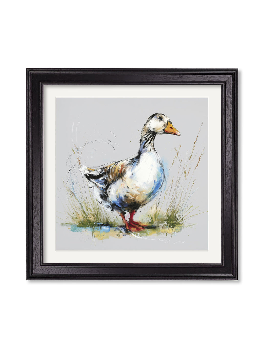 White Goose Cosy Sketch - Black Hurstwood Square Frame - TheArtistsQuarter