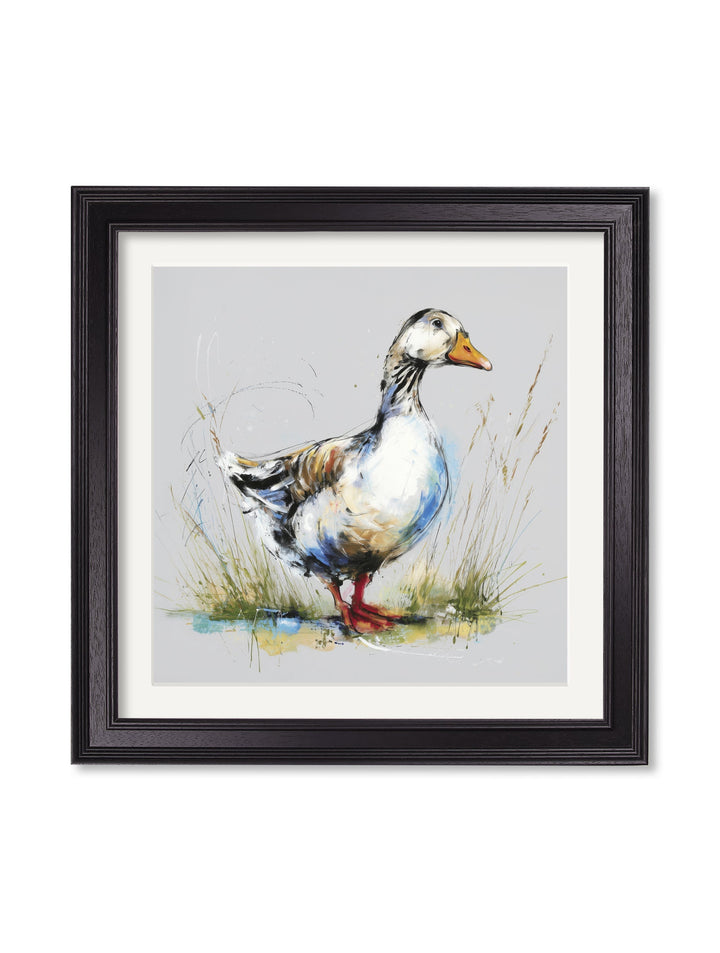 White Goose Cosy Sketch - Black Hurstwood Square Frame - TheArtistsQuarter