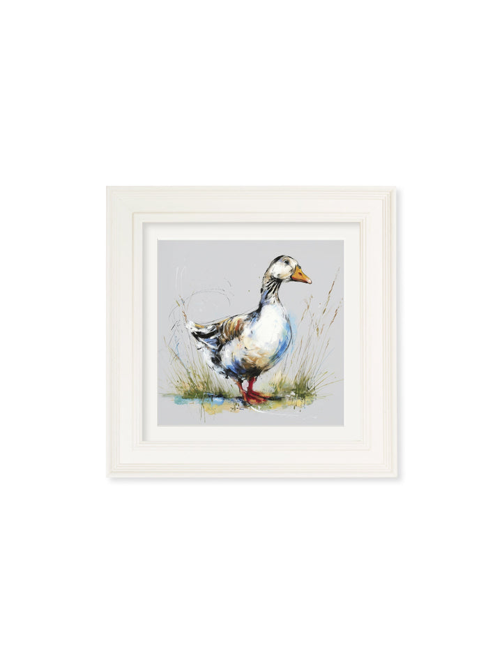 White Goose Cosy Sketch - Cream Hurstwood Square Frame - TheArtistsQuarter