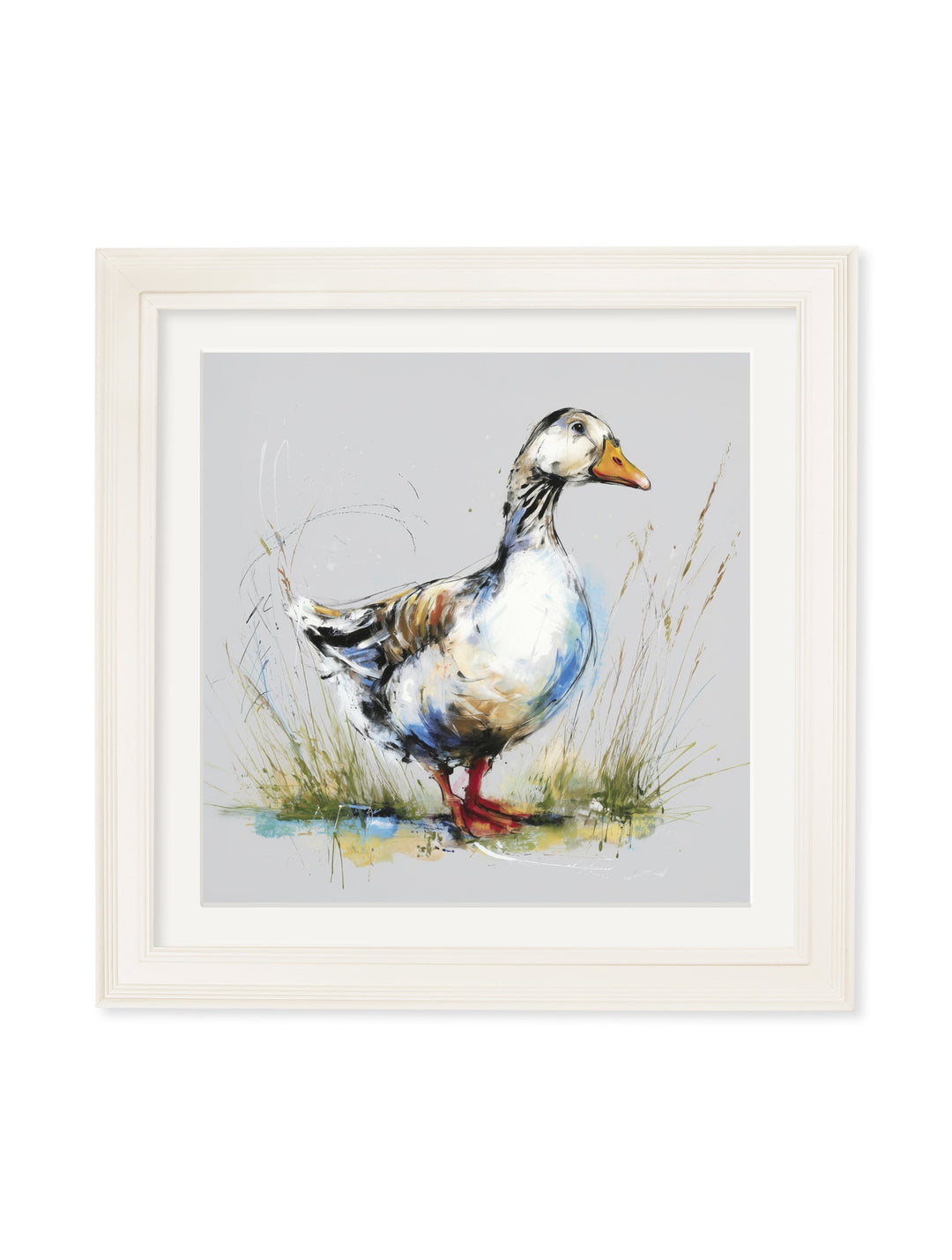 White Goose Cosy Sketch - Cream Hurstwood Square Frame - TheArtistsQuarter