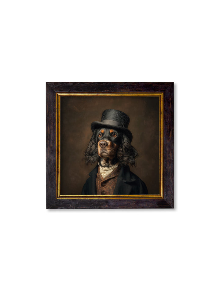 Duke Gordy of Tails - Gentleman Gordon Setter Oxford Square Frame - TheArtistsQuarter
