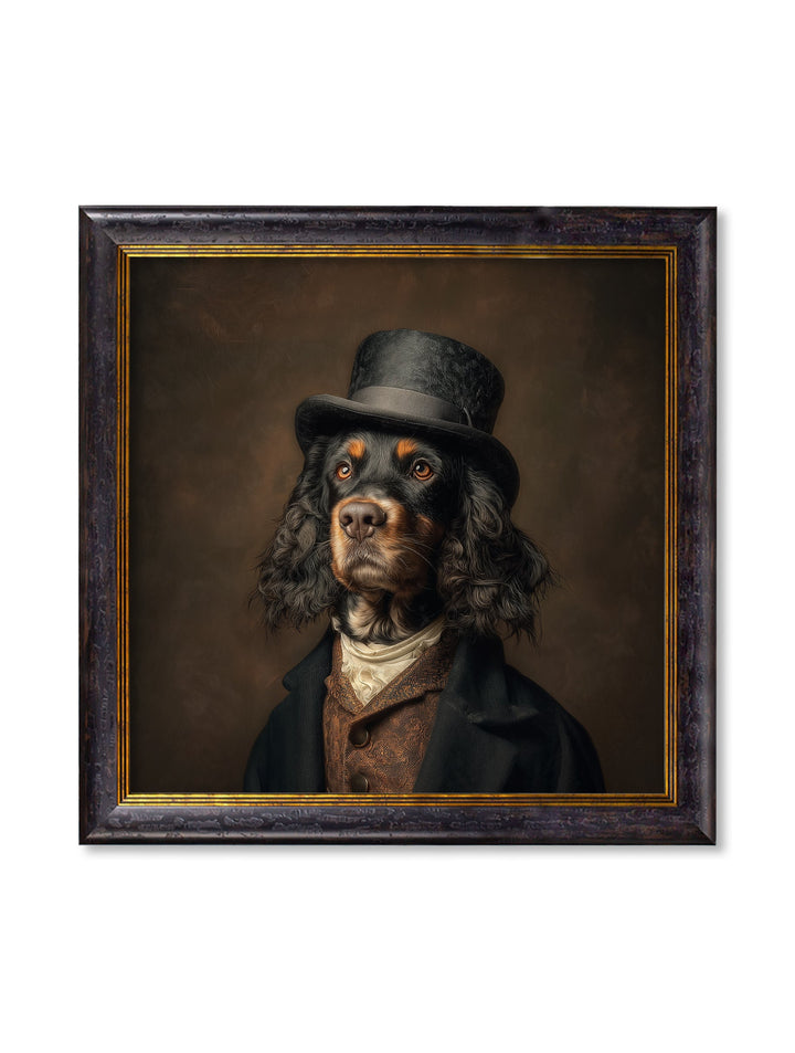 Duke Gordy of Tails - Gentleman Gordon Setter Oxford Square Frame - TheArtistsQuarter