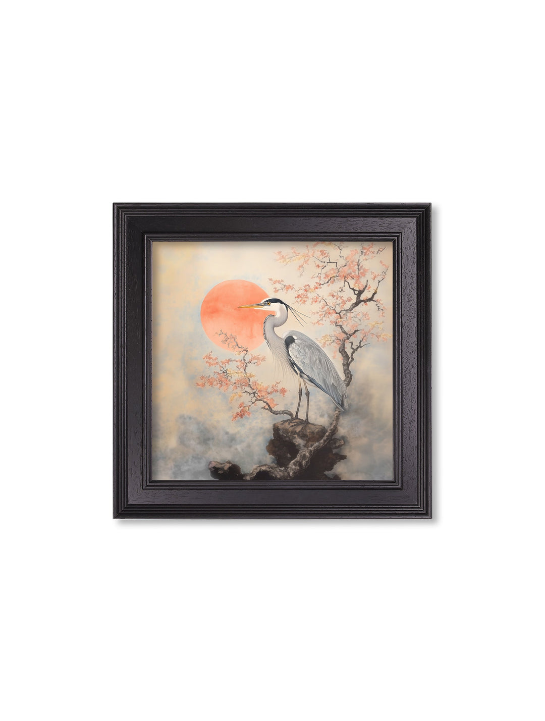 Japanese Twin Herons - Black Hurstwood Square Frame - TheArtistsQuarter