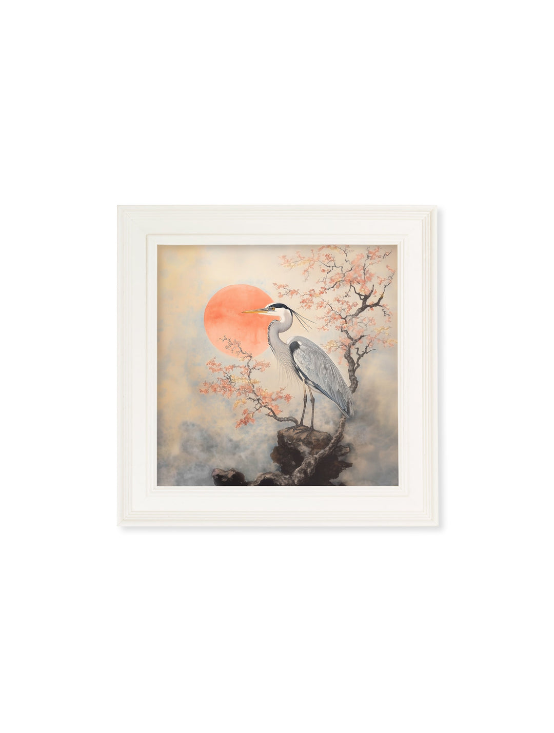 Japanese Twin Herons - Cream Hurstwood Square Frame - TheArtistsQuarter