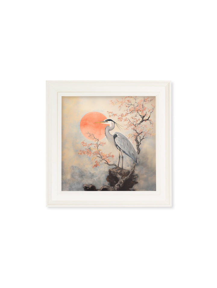 Japanese Twin Herons - Cream Hurstwood Square Frame - TheArtistsQuarter