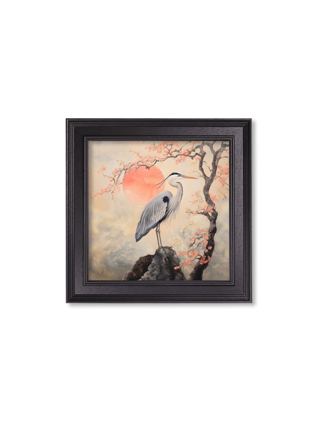 Japanese Twin Herons - Black Hurstwood Square Frame - TheArtistsQuarter