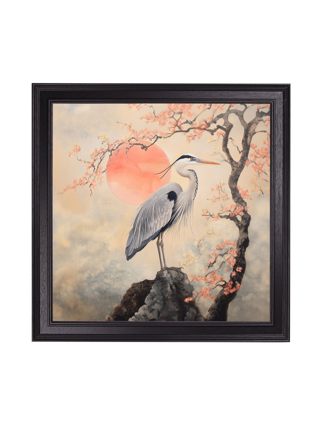 Japanese Twin Herons - Black Hurstwood Square Frame - TheArtistsQuarter