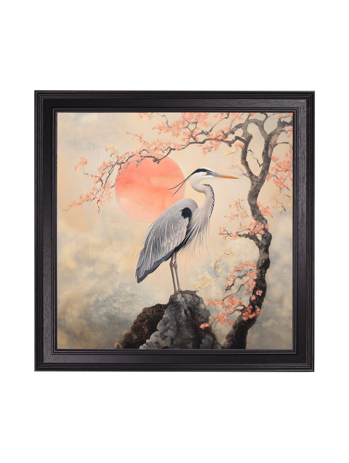 Japanese Twin Herons - Black Hurstwood Square Frame - TheArtistsQuarter