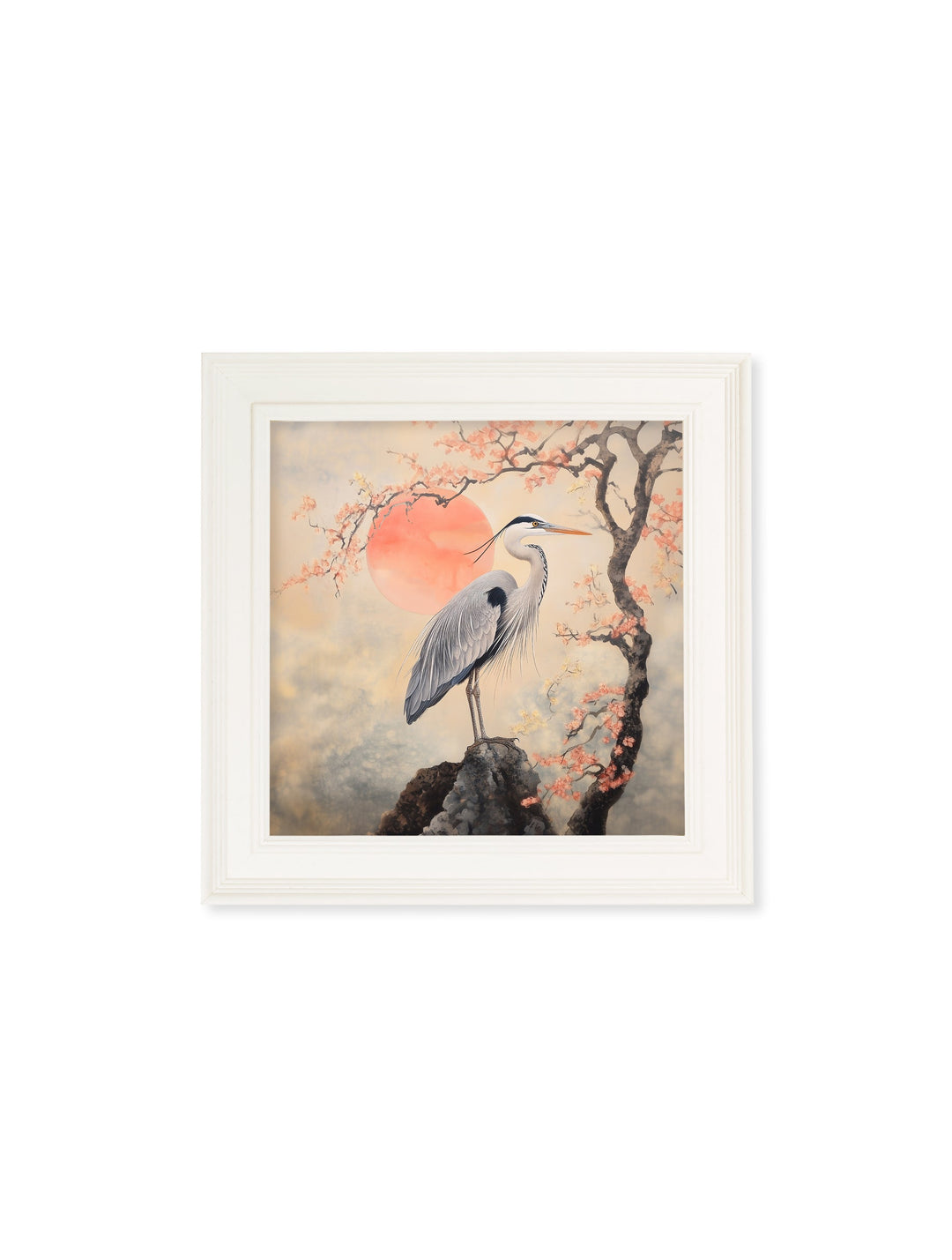 Japanese Twin Herons - Cream Hurstwood Square Frame - TheArtistsQuarter