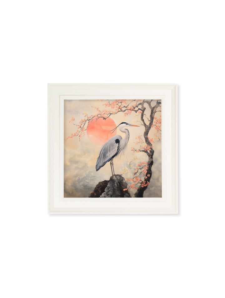 Japanese Twin Herons - Cream Hurstwood Square Frame - TheArtistsQuarter