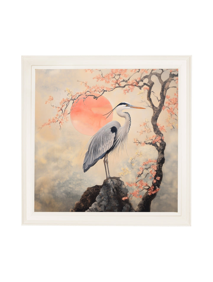 Japanese Twin Herons - Cream Hurstwood Square Frame - TheArtistsQuarter