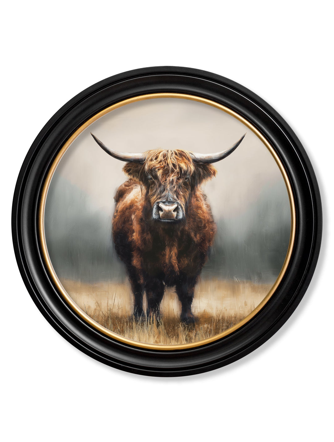 Highland Cow - Oxford Round Frame - TheArtistsQuarter