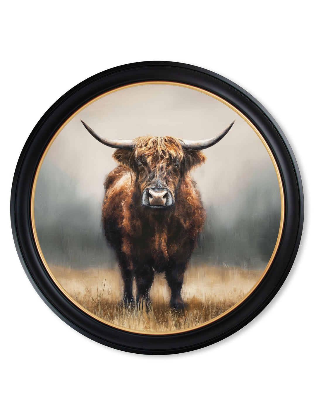 Highland Cow - Oxford Round Frame - TheArtistsQuarter
