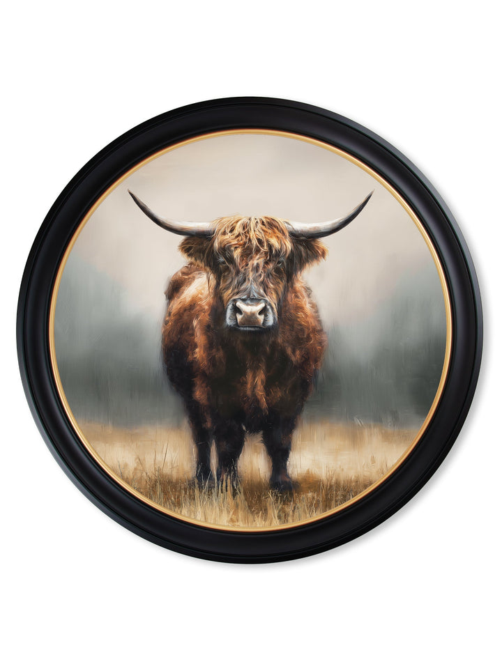 Highland Cow - Oxford Round Frame - TheArtistsQuarter