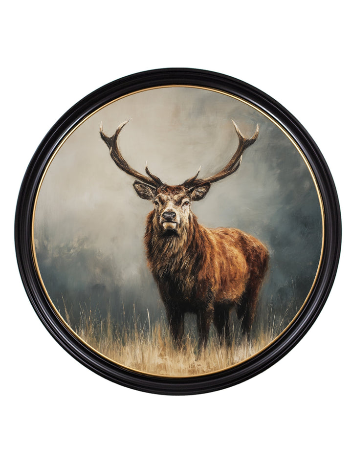 Highland Stag - Oxford Round Frame - TheArtistsQuarter