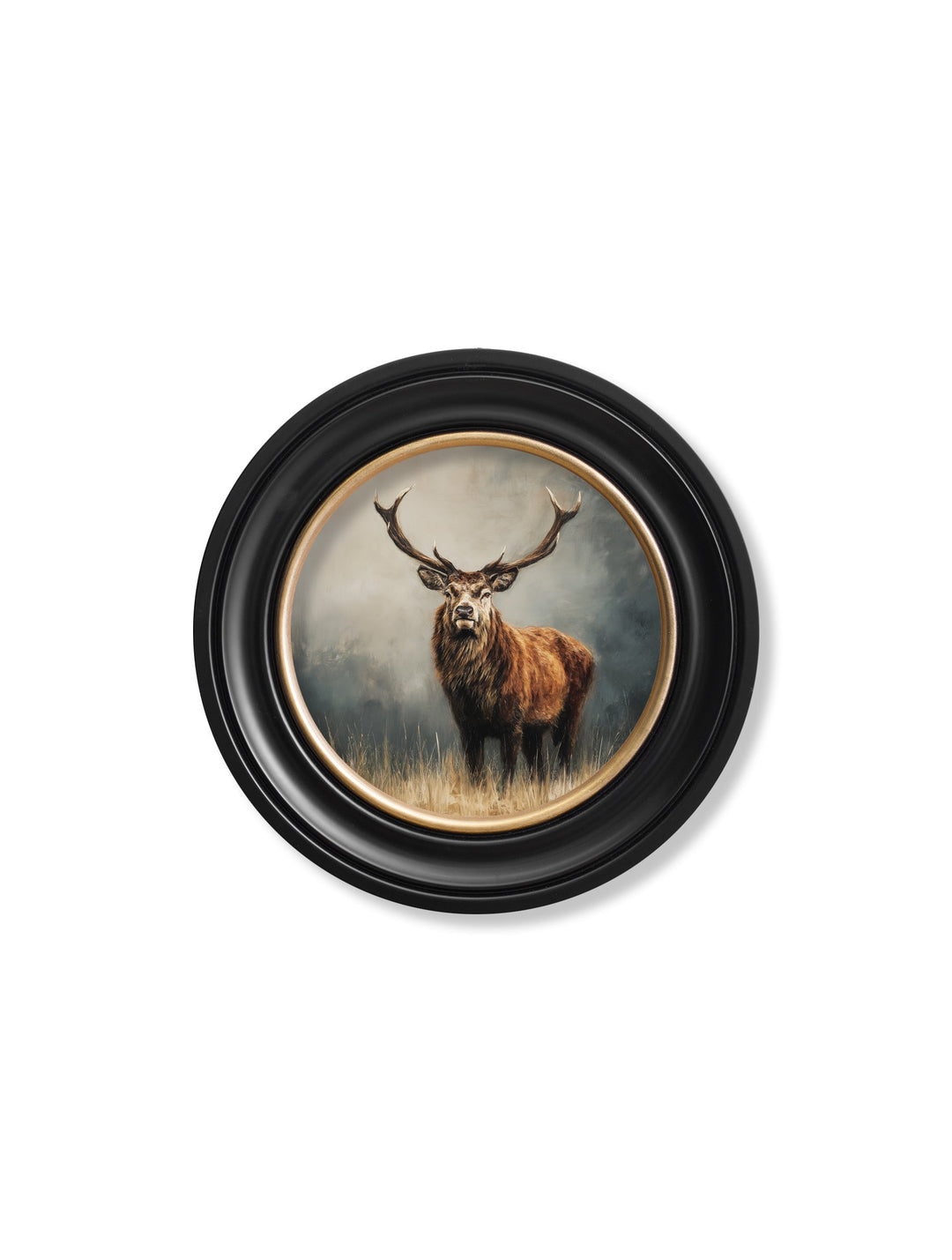 Highland Stag - Oxford Round Frame - TheArtistsQuarter