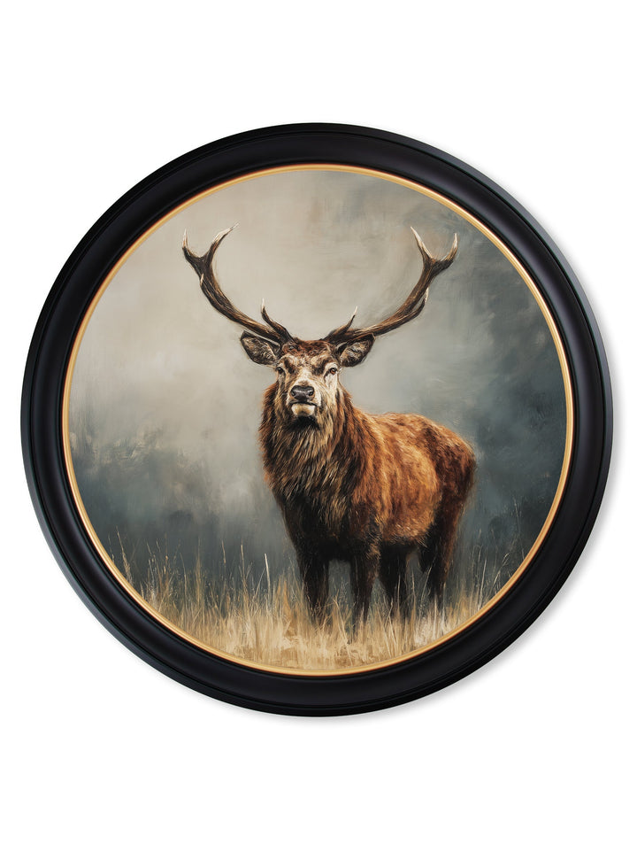 Highland Stag - Oxford Round Frame - TheArtistsQuarter