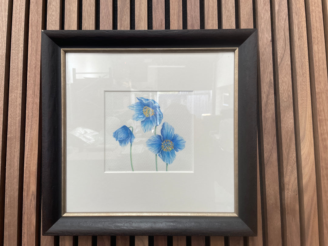 Blue Flowers By Sarah Ewing (Original) *Very slight seconds - TheArtistsQuarter
