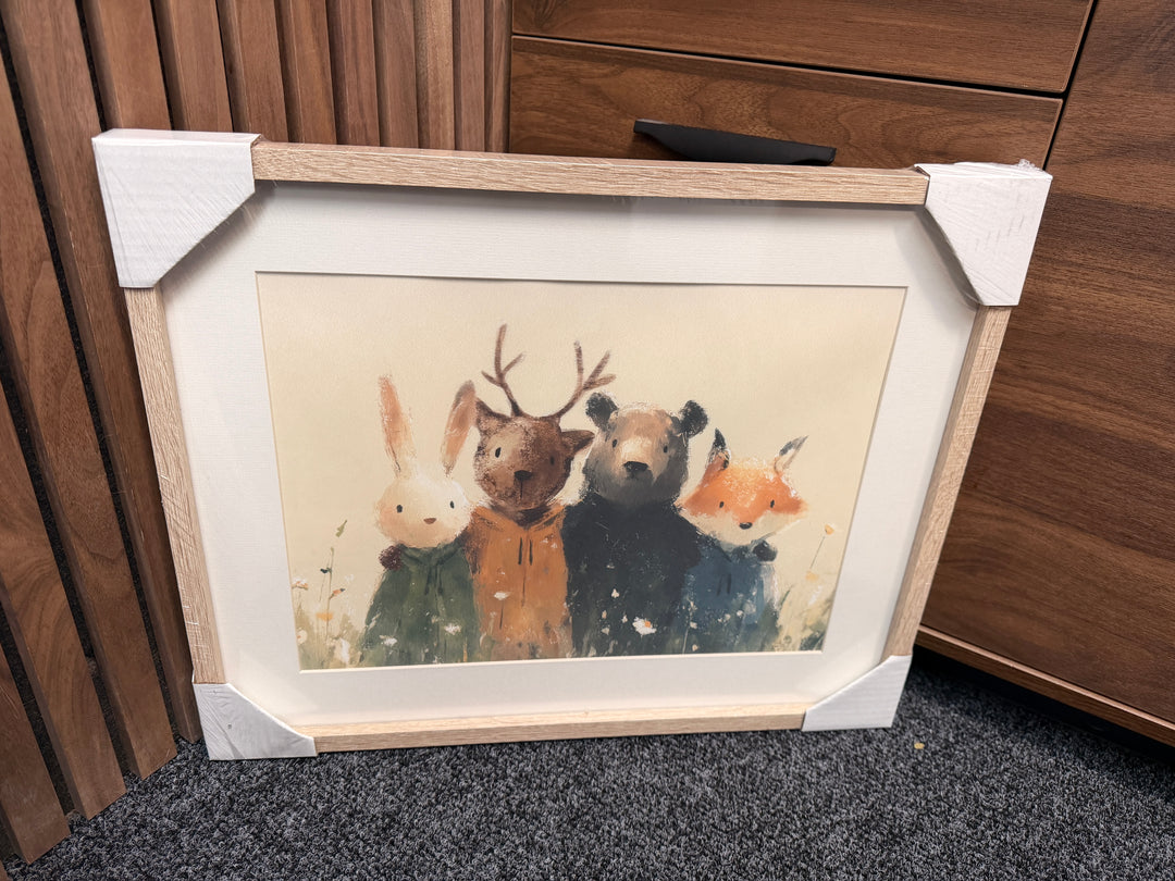 Rabbit, deer, bear and fox by Stick Leg Family - 53 x 43 cm