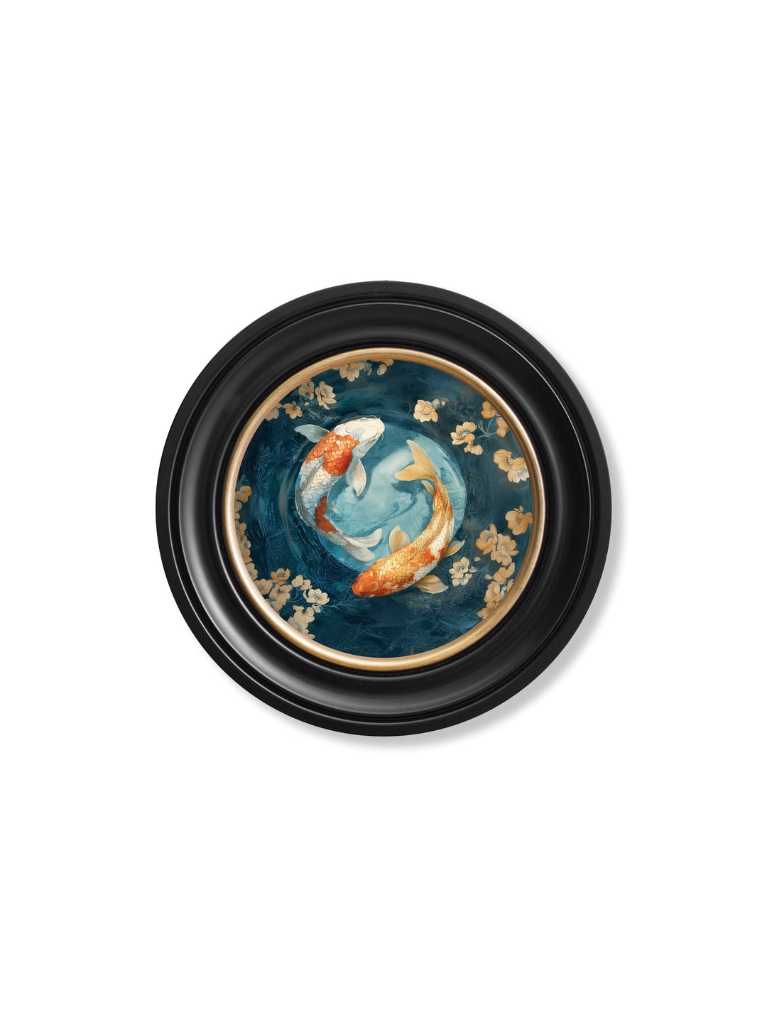 Japanese Koi Carps Dawn - Oxford Round Frame - TheArtistsQuarter