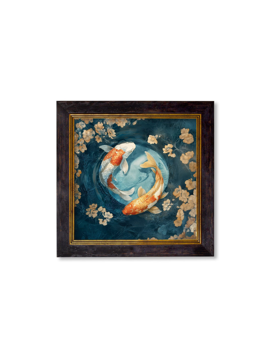 Japanese Koi Carps Dawn - Oxford Square Frame - TheArtistsQuarter