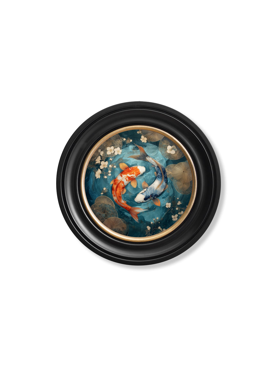 Japanese Koi Carps Dusk - Oxford Round Frame - TheArtistsQuarter
