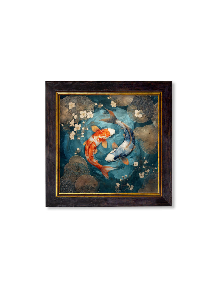 Japanese Koi Carps Dusk - Oxford Square Frame - TheArtistsQuarter