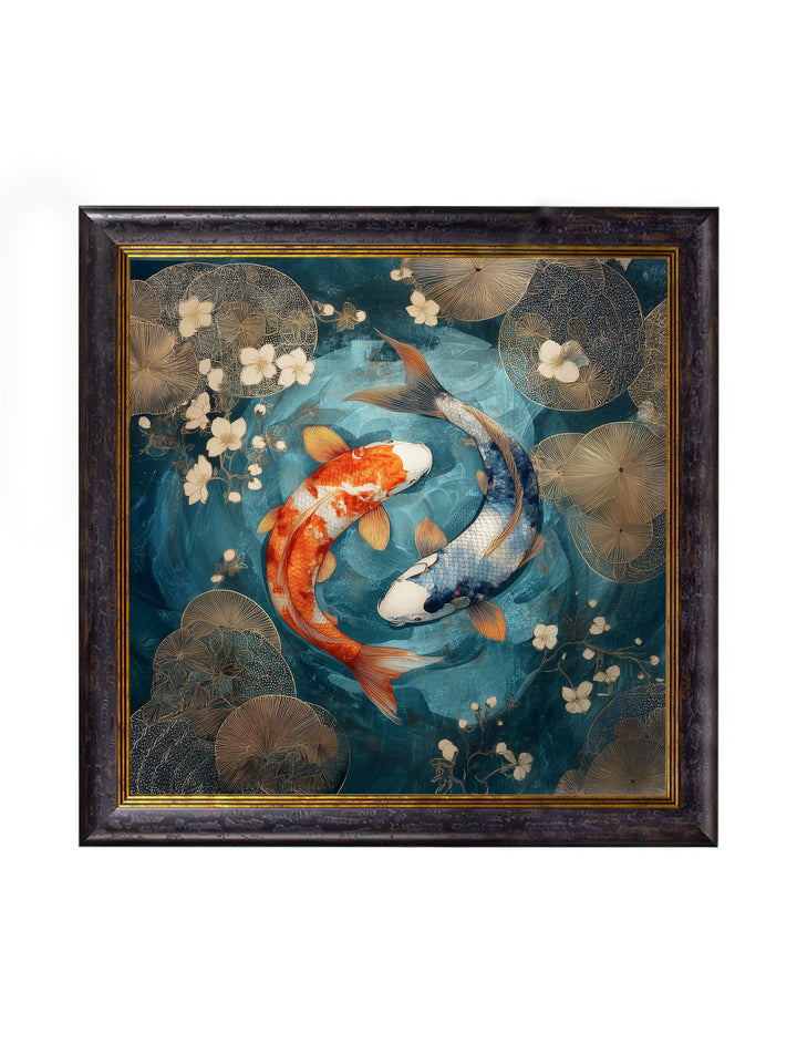 Japanese Koi Carps Dusk - Oxford Square Frame - TheArtistsQuarter