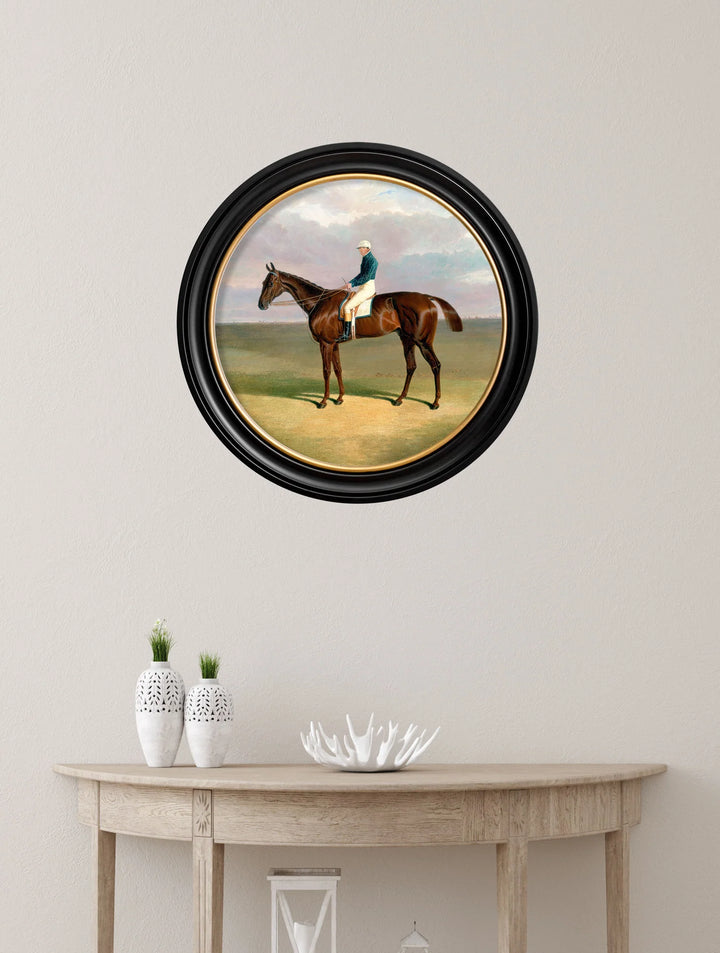 c.1840 Horse and Jockey - Round Frame - TheArtistsQuarter