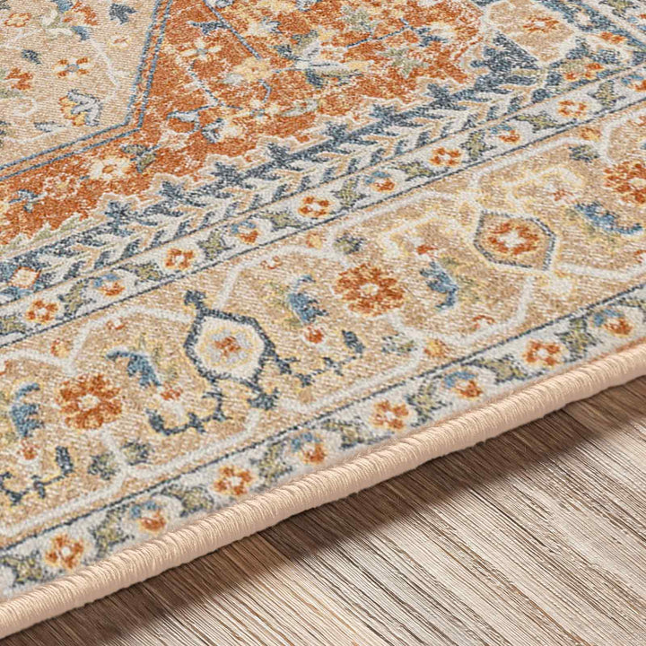 Lillian Traditional Washable Rug Orange & Ivory - TheArtistsQuarter