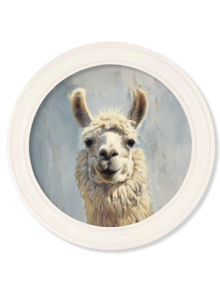The Goofy Llama - Oxford Strong White Round Frame - TheArtistsQuarter