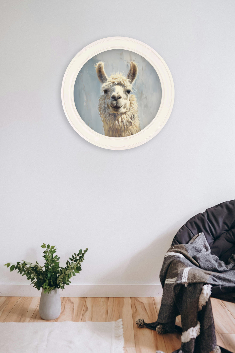 The Goofy Llama - Oxford Strong White Round Frame - TheArtistsQuarter