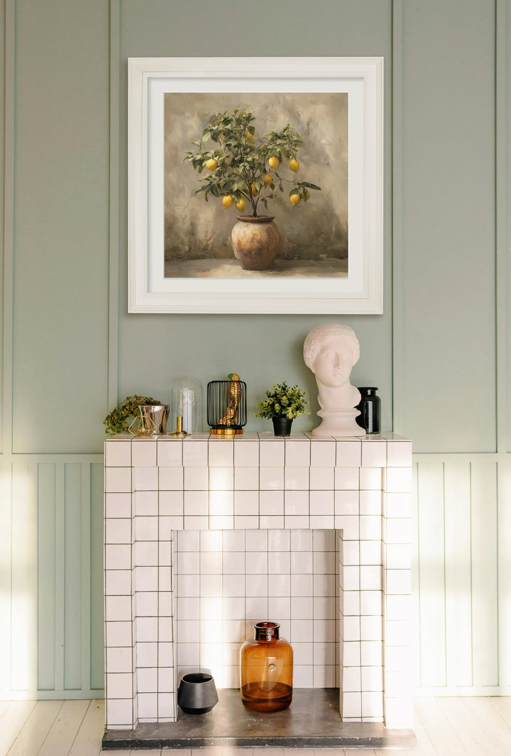 Mediterranean Lemon Tree - Cream Hurstwood Square Frame - TheArtistsQuarter