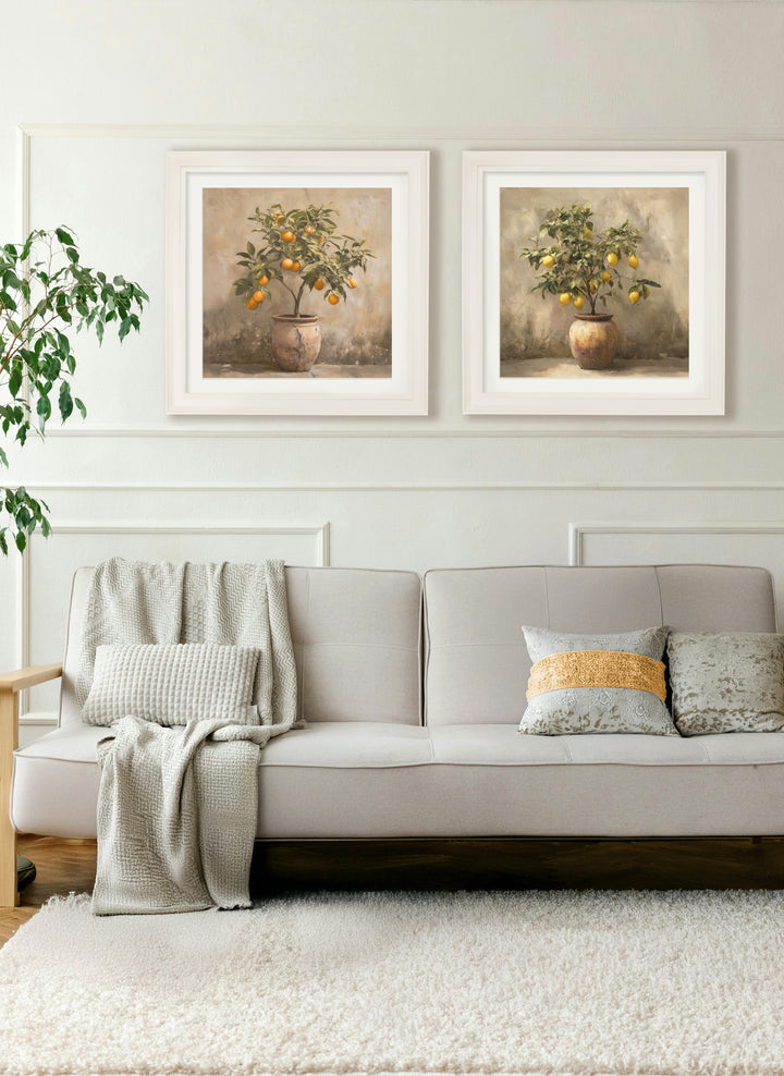 Mediterranean Lemon Tree - Cream Hurstwood Square Frame - TheArtistsQuarter