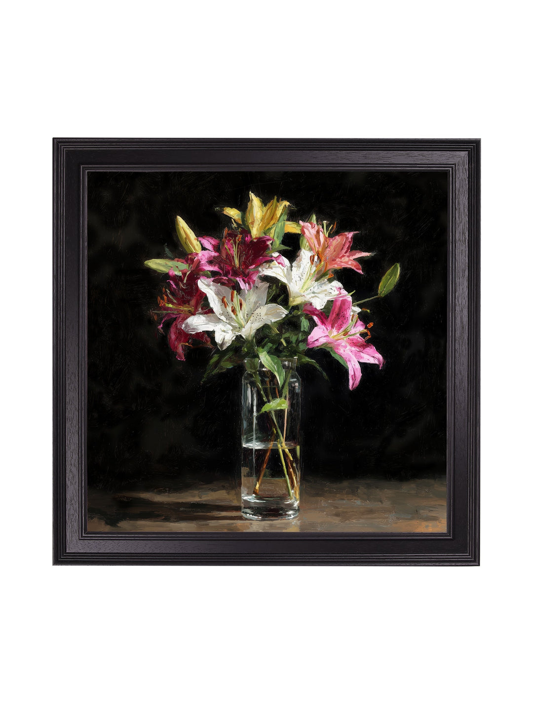 Lilies After Dark - Black Hurstwood Square Frame - TheArtistsQuarter