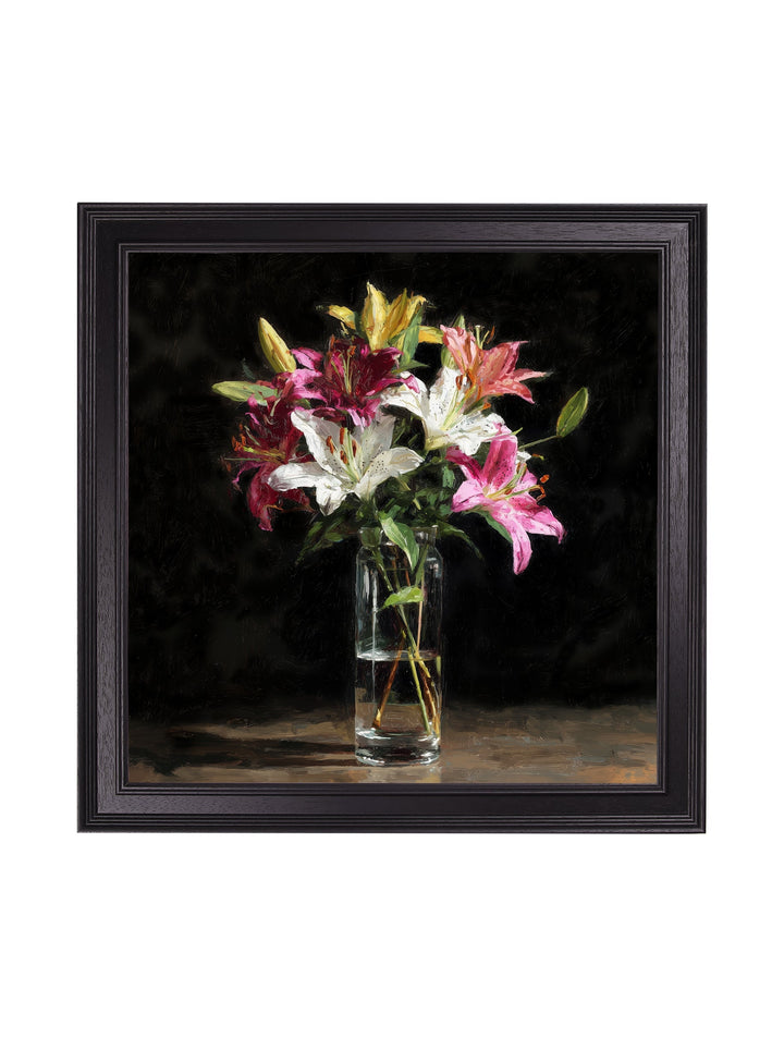 Lilies After Dark - Black Hurstwood Square Frame - TheArtistsQuarter