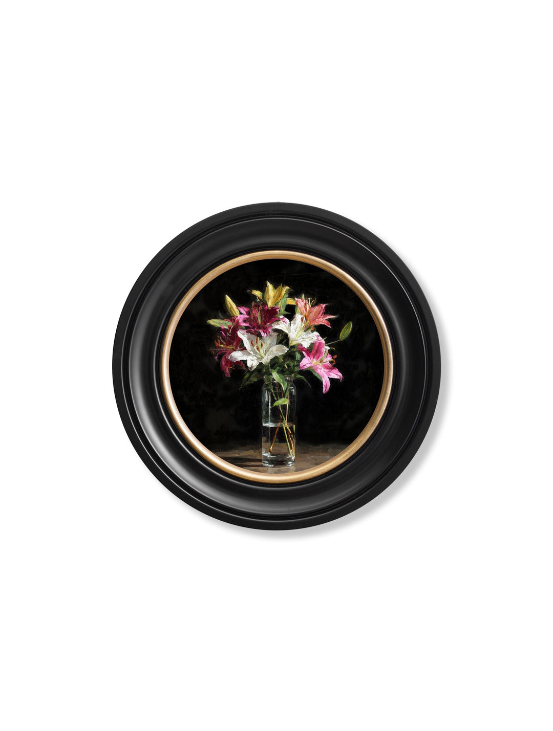 Lilies After Dark - Oxford Round Frame - TheArtistsQuarter