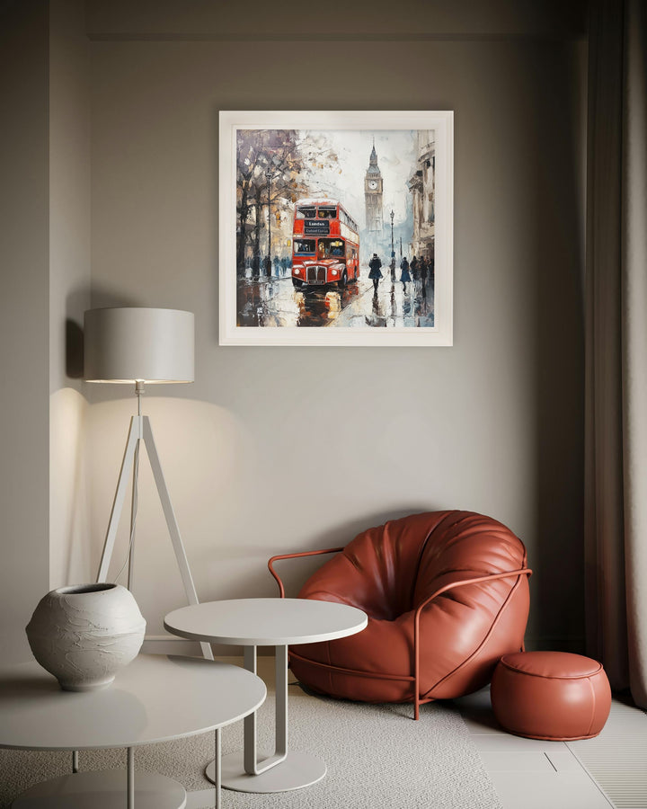 London Bus - Cream Hurstwood Square Frame - TheArtistsQuarter