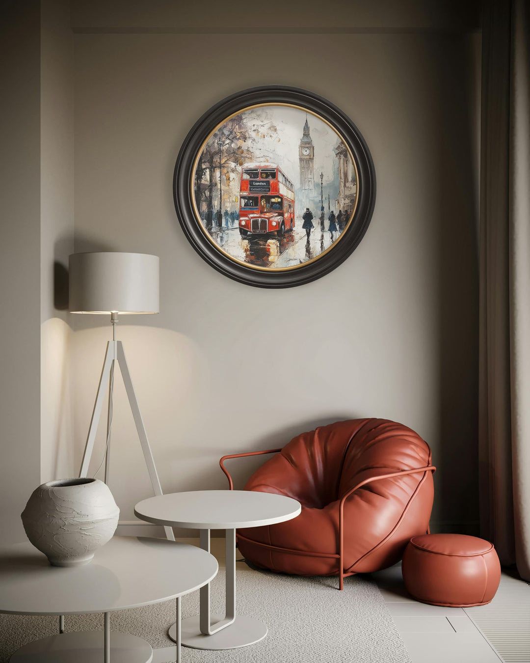 London Bus - Oxford Round Frame - TheArtistsQuarter