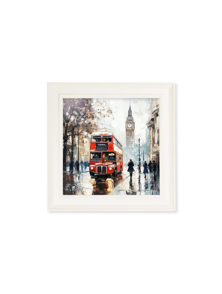 London Bus - Cream Hurstwood Square Frame - TheArtistsQuarter
