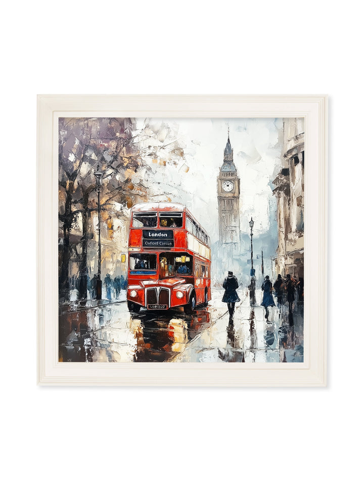 London Bus - Cream Hurstwood Square Frame - TheArtistsQuarter