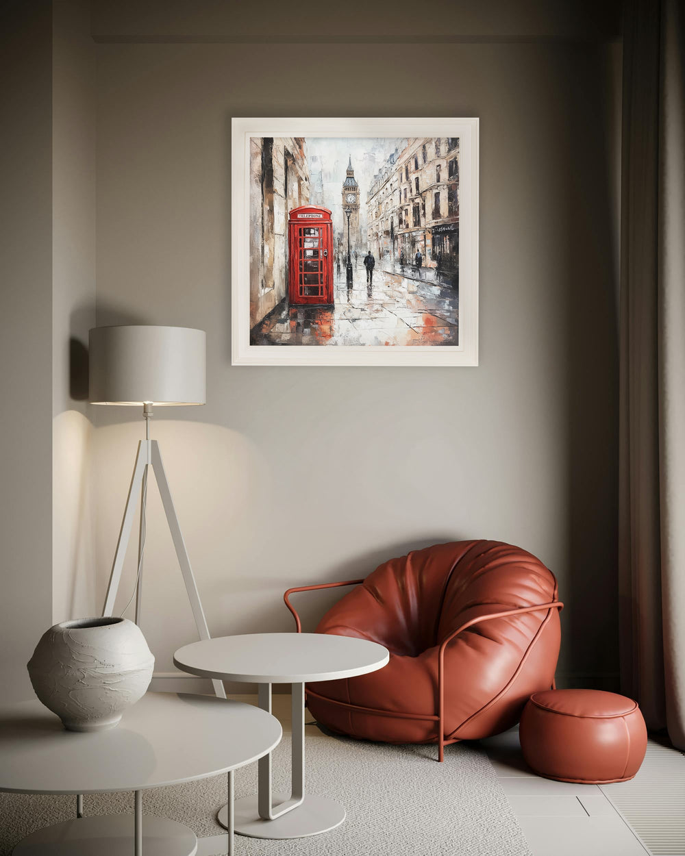 London Telephone Box - Cream Hurstwood Square Frame - TheArtistsQuarter