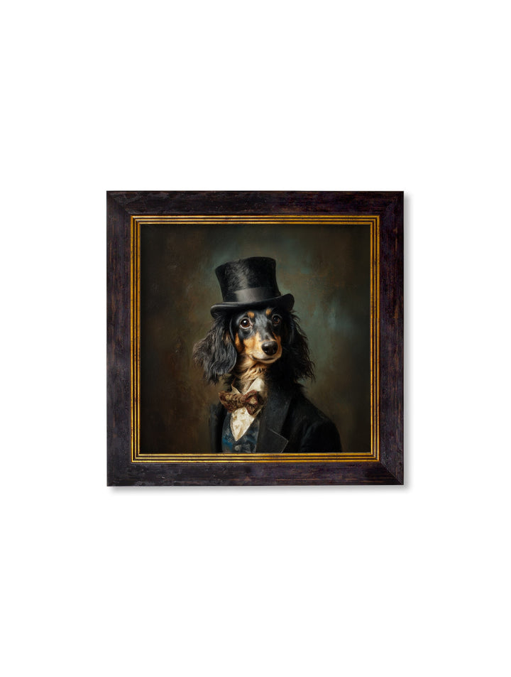 Sir Sausageworth - Gentleman Dachshund Oxford Square Frame - TheArtistsQuarter