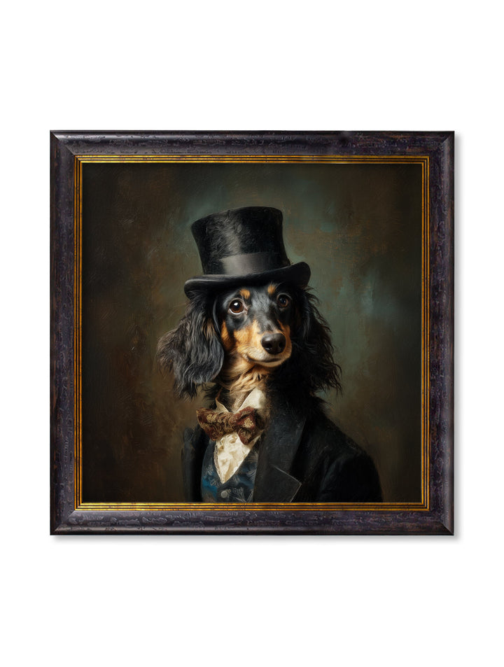 Sir Sausageworth - Gentleman Dachshund Oxford Square Frame - TheArtistsQuarter