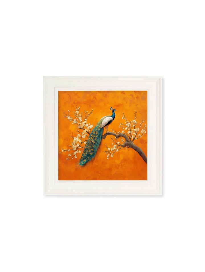 Peacocks In Saffron Garden - Cream Hurstwood Square Frame - TheArtistsQuarter